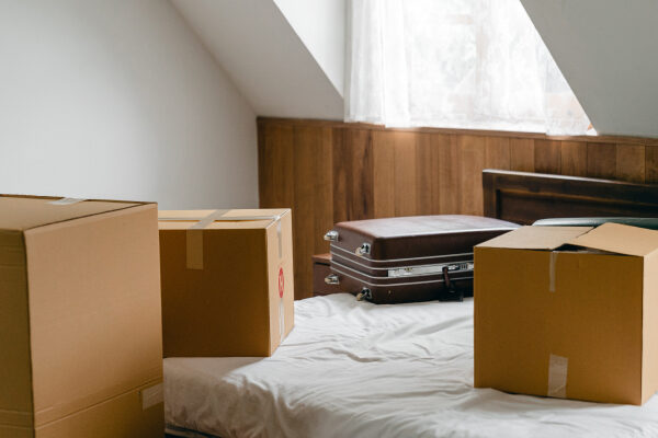 Packing boxes and suitcase